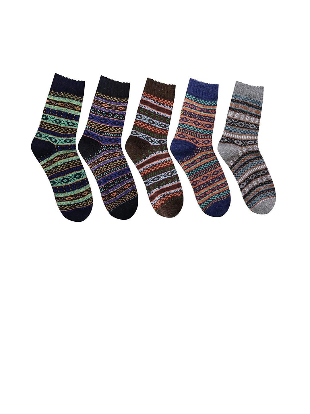 EL REGALO Pack Of 5 Patterned Calf-Length Socks-picture-52