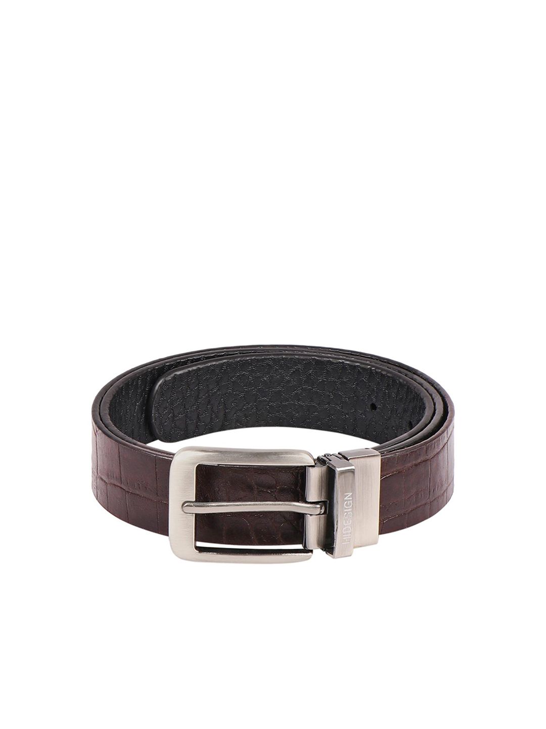 Hidesign Men Brown & Black Textured Reversible Leather Belt-image-32