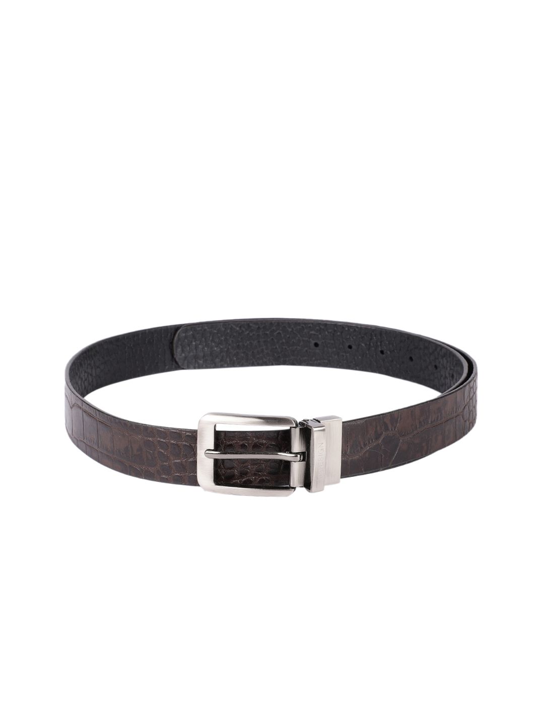 Hidesign Men Brown & Black Textured Reversible Leather Belt-image-34