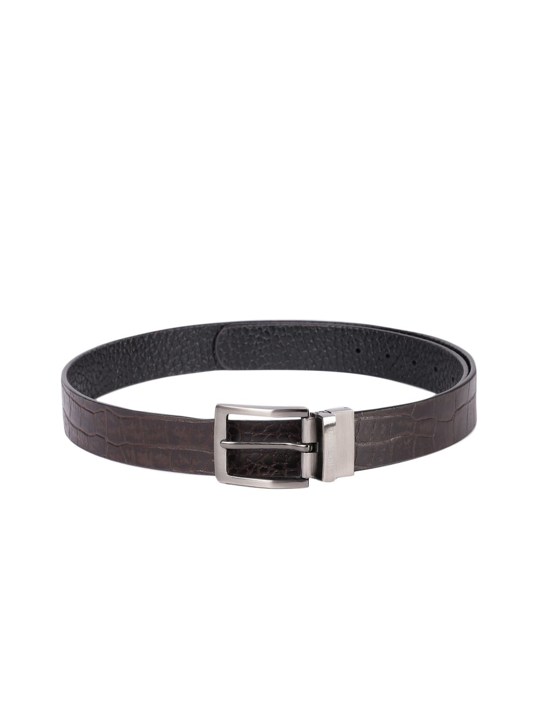 Hidesign Men Brown & Black Textured Reversible Leather Belt-picture-56