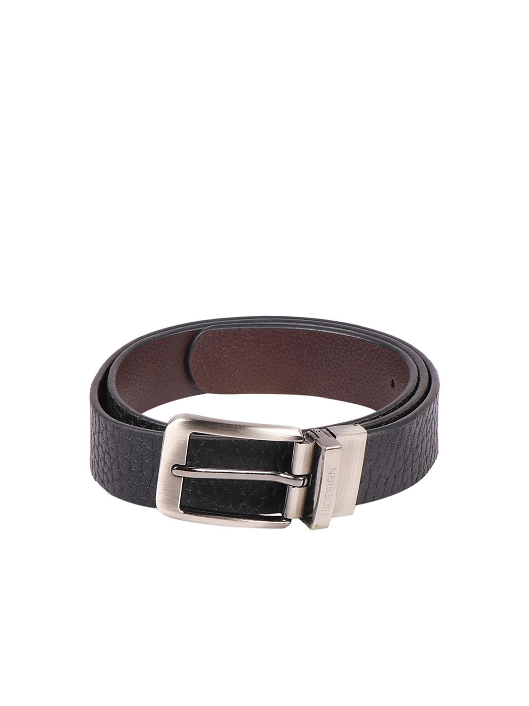 Hidesign Men Black & Brown Textured Reversible Leather Belt-picture-29