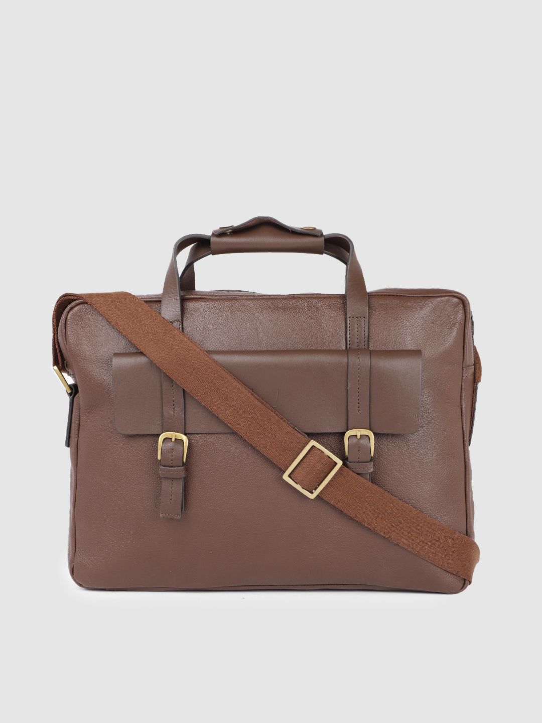 Hidesign Men Brown Solid Leather Laptop Bag