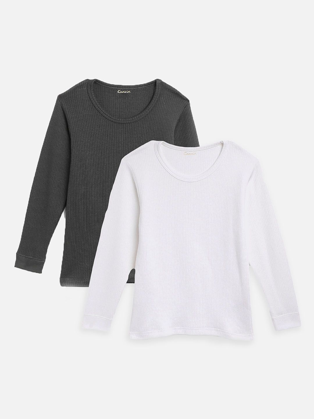 Kanvin Boys Pack Of 2 Solid Thermal Tops-picture-19