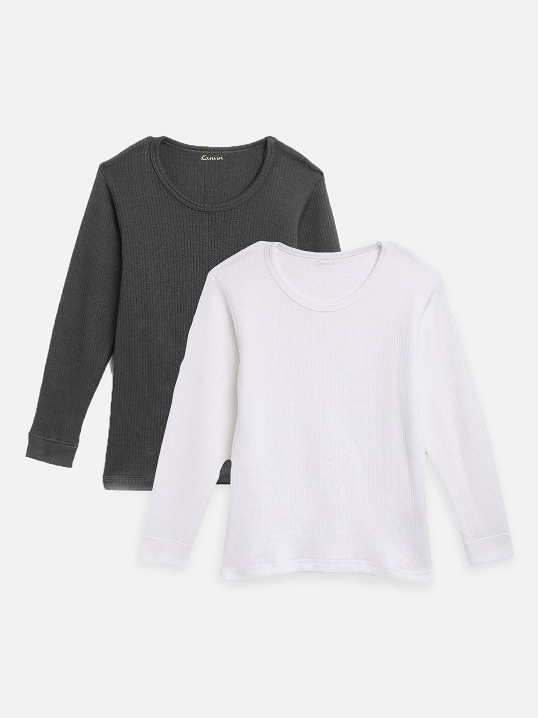 Kanvin Boys Pack Of 2 Solid Thermal Tops-picture-20