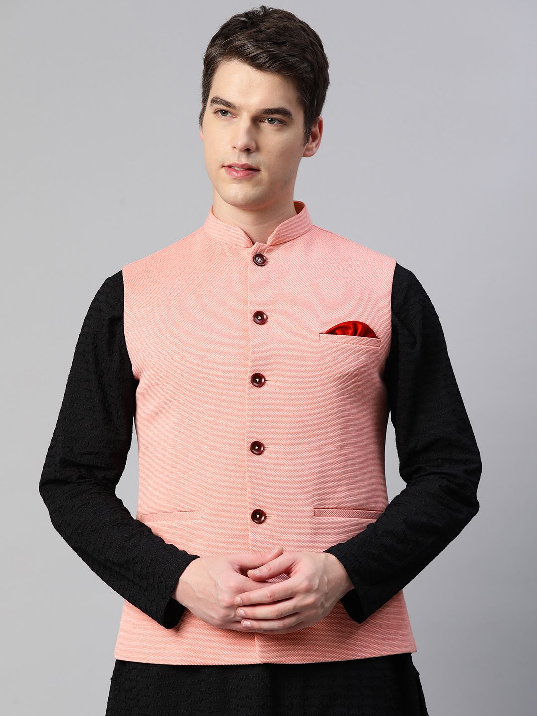ESSAS club Men Pink Woven Design Nehru Jacket-picture-44