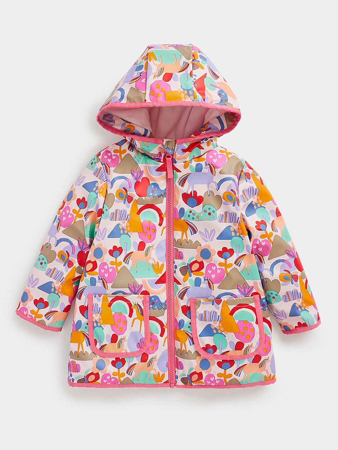 mothercare Girls Graphic Print Hooded Tailored Jacket-picture-29