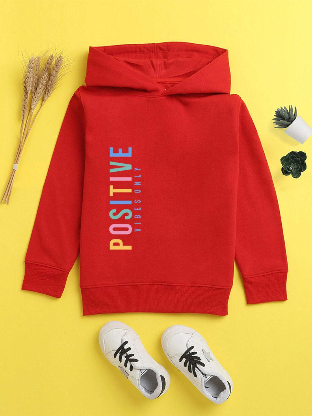 NUSYL Unisex Kids Red Printed Hooded Sweatshirt-picture-35