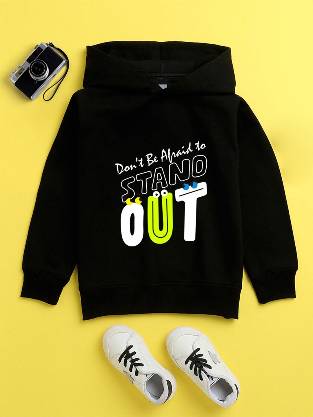 NUSYL Unisex Kids Black Printed Hooded Sweatshirt-picture-37