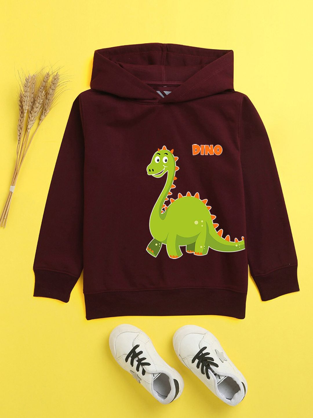 NUSYL Unisex Kids Burgundy Printed Hooded Sweatshirt-picture-15