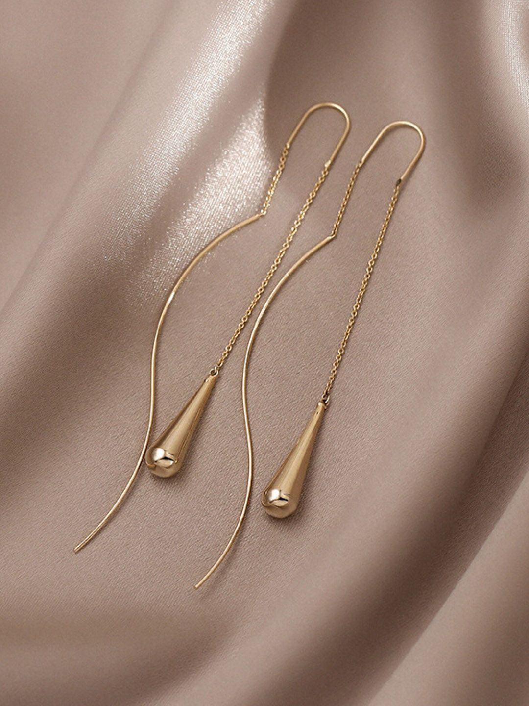 EL REGALO Gold-Plated Teardrop Shaped Drop Earrings-picture-13