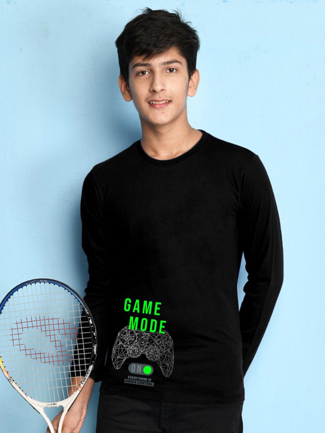 NUSYL Boys Black Placement Print T-shirt-image-8