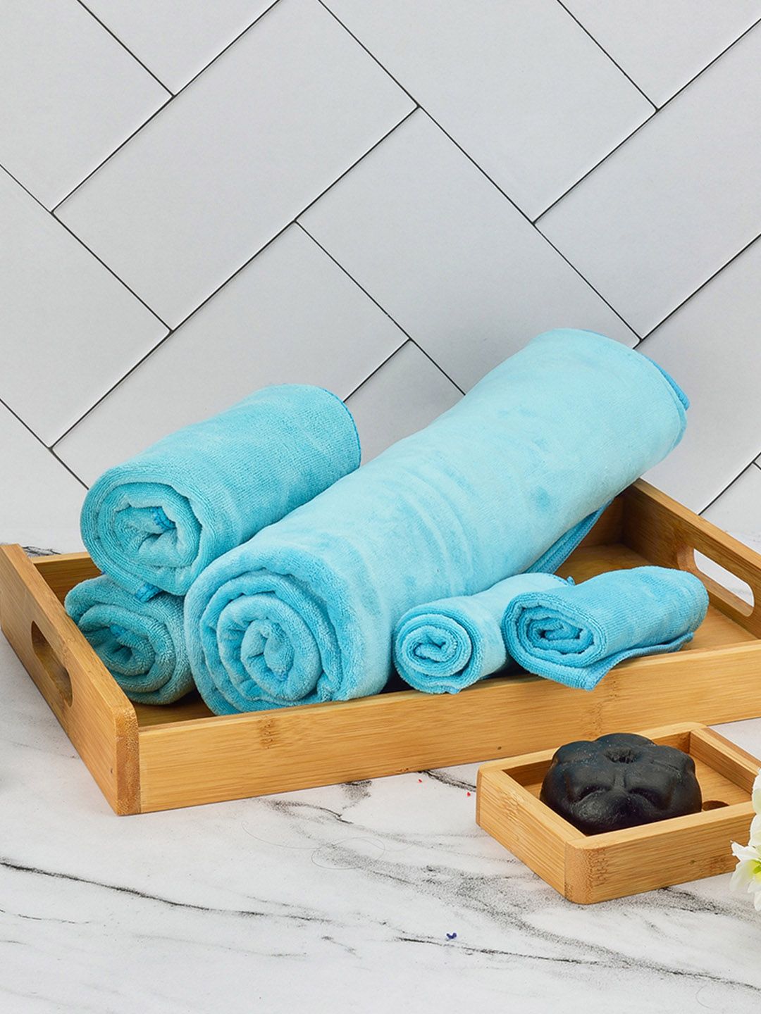 Black gold Solid Microfiber Towel Set-picture-42