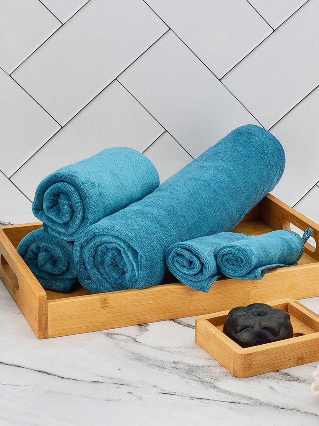 Black gold Solid Microfiber Towel Set-picture-41