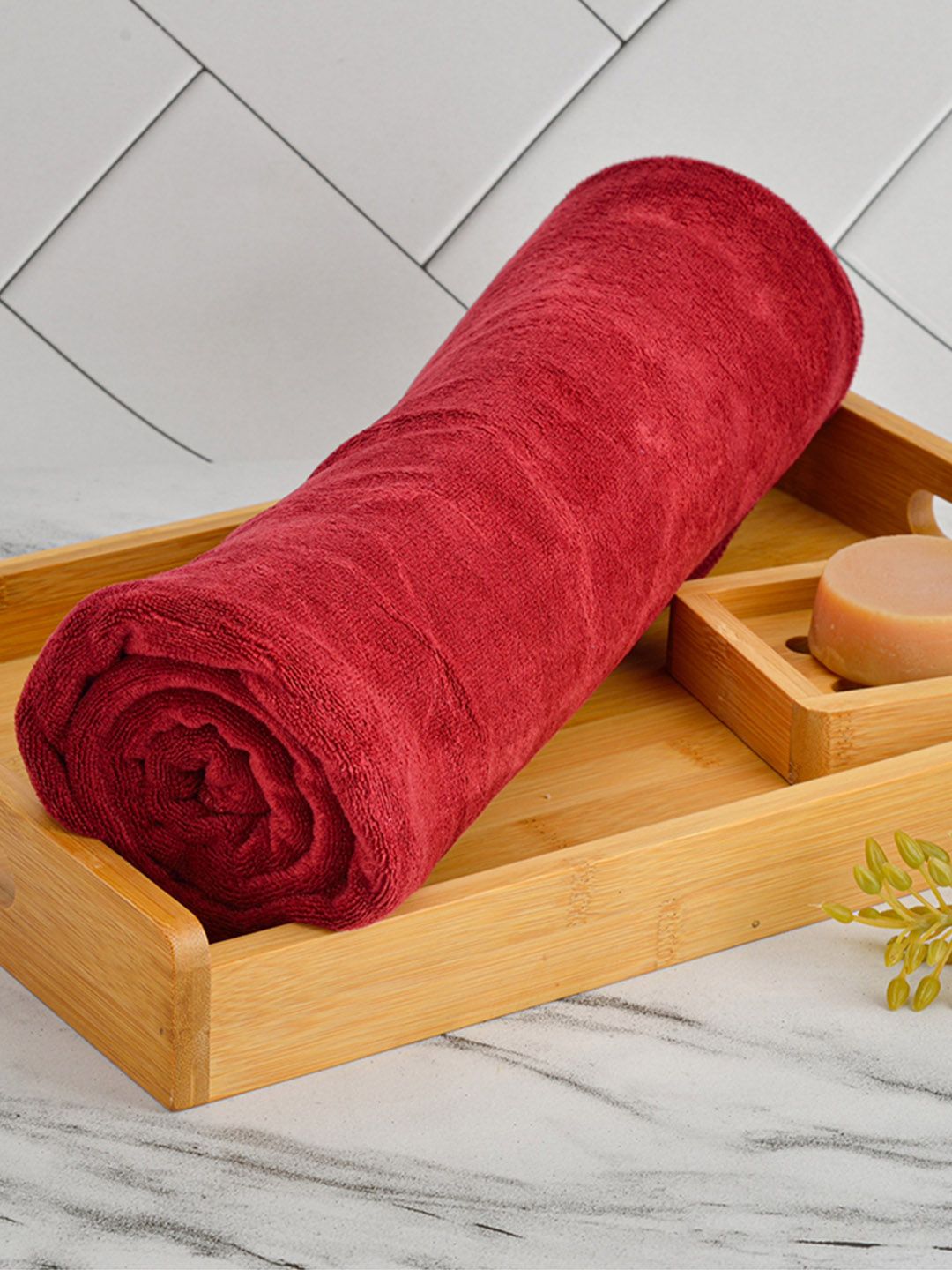 Black gold Pack of 4 Maroon Solid 400 GSM Microfiber Bath Towels-picture-10