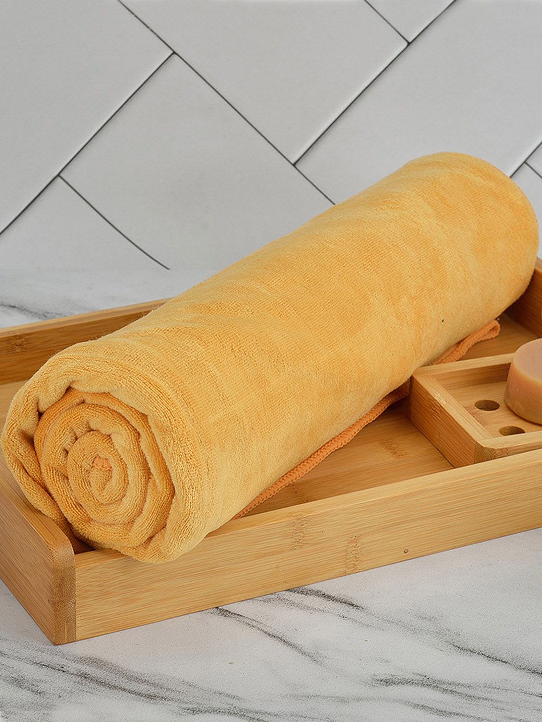 Black gold Set Of 3 Solid 400 GSM Microfiber Bath Towels-picture-21