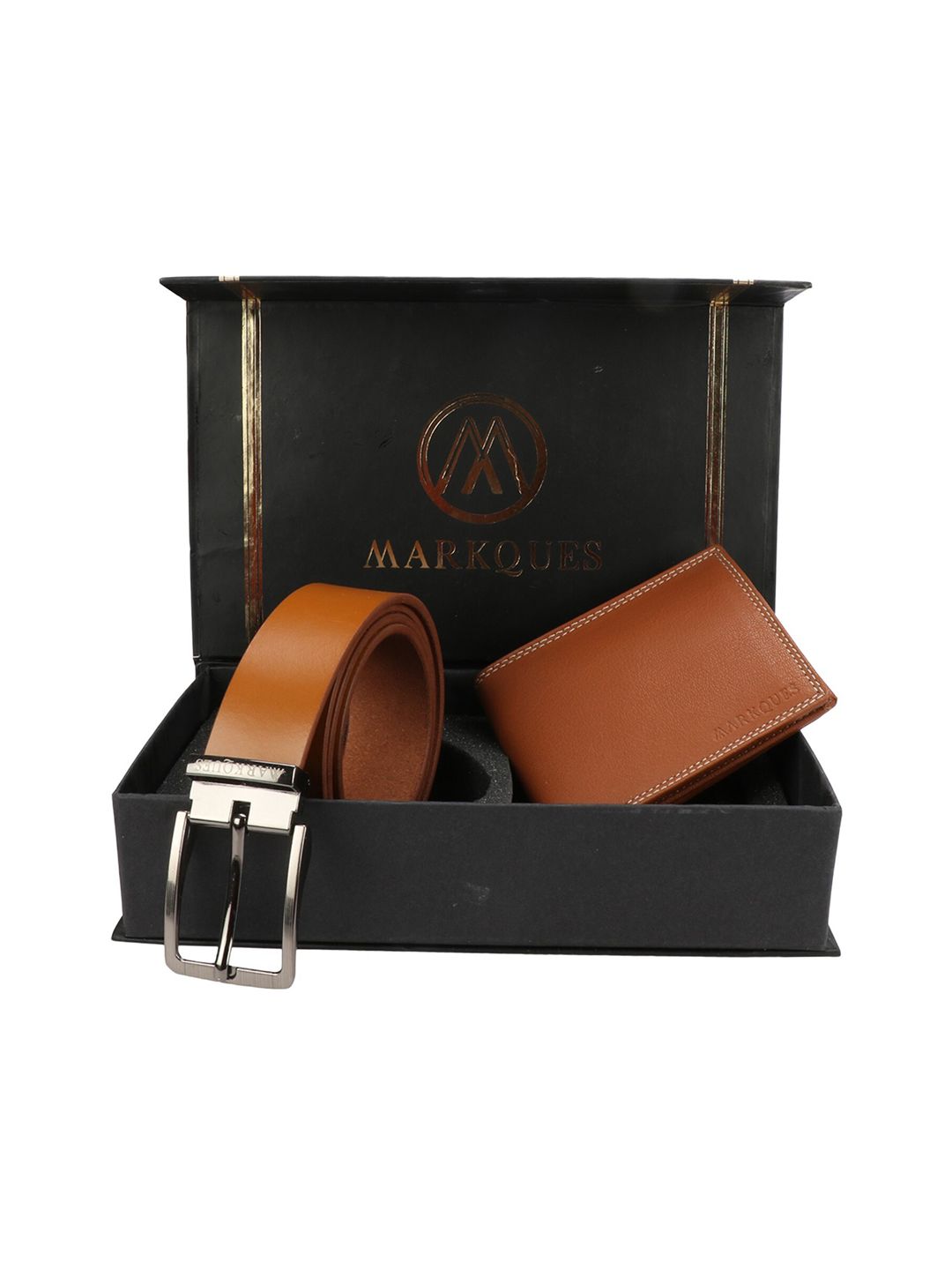 MARKQUES Men Brown Solid Leather Accessory Gift Set-picture-24
