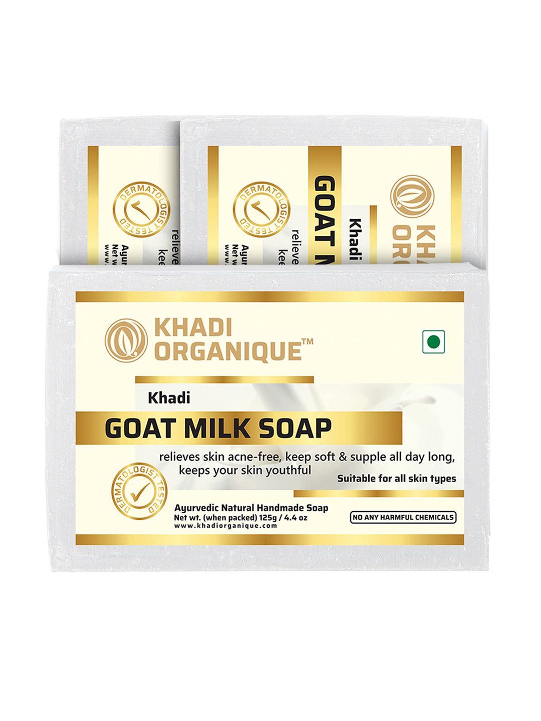 Khadi Organique Set of 3 Goat Milk Handmade Soap with Essential Oils 125 g (Each)-picture-16