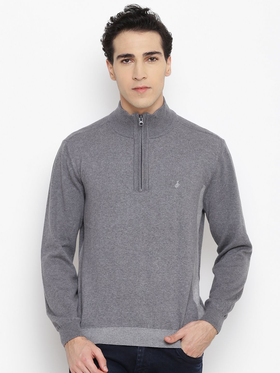 John Players Men Grey Melange Solid Sweater-picture-26