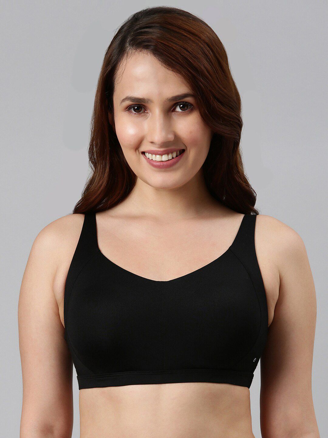 Enamor Padded Non Wired Full Coverage Side Shaper & Lace Detailing Bralette