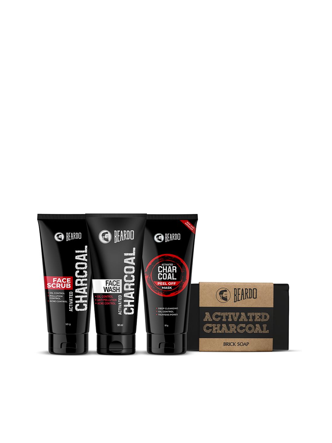 BEARDO Set of Activated Charcoal Face Scrub+Face Wash+Peel Off Mask+Brick Soap-image-6