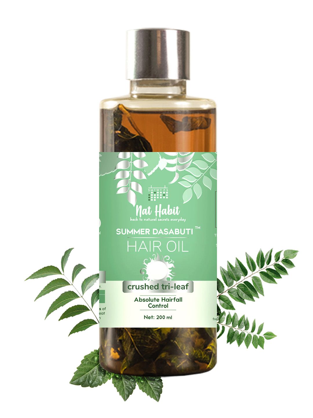 Nat Habit Crushed Tri-Leaf Summer Dasabuti Hair Oil For Absolute Hairfall Control - 200ml-picture-30