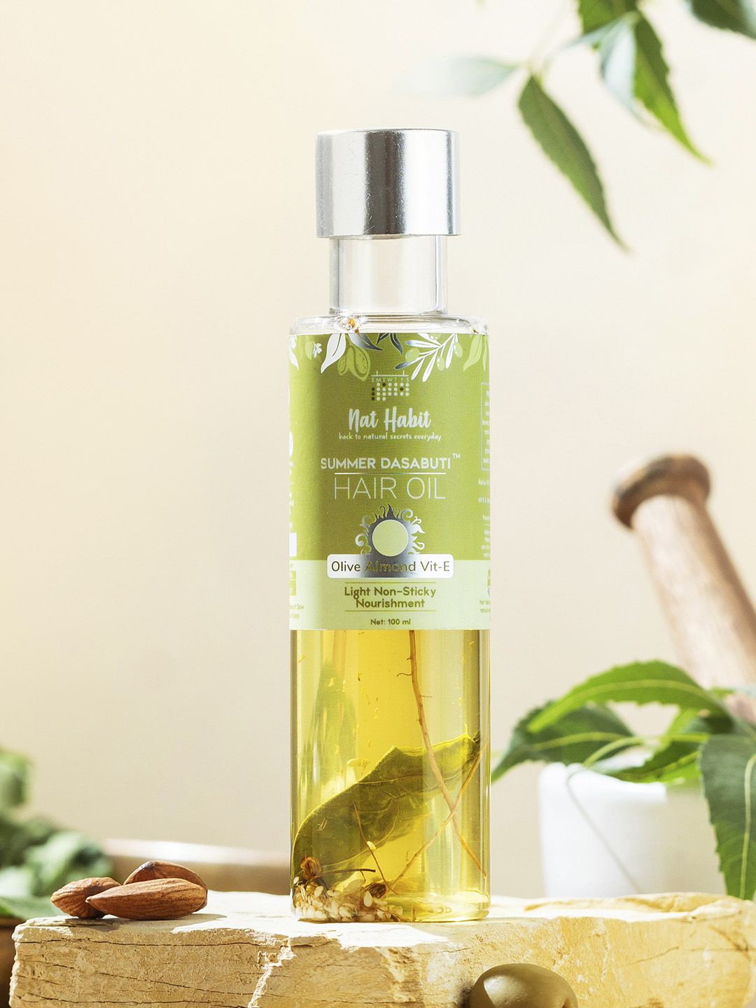 Nat Habit Olive Almond Vit-E Summer Dasabuti Light  Non-Sticky Hair Oil- 100ml-image-27