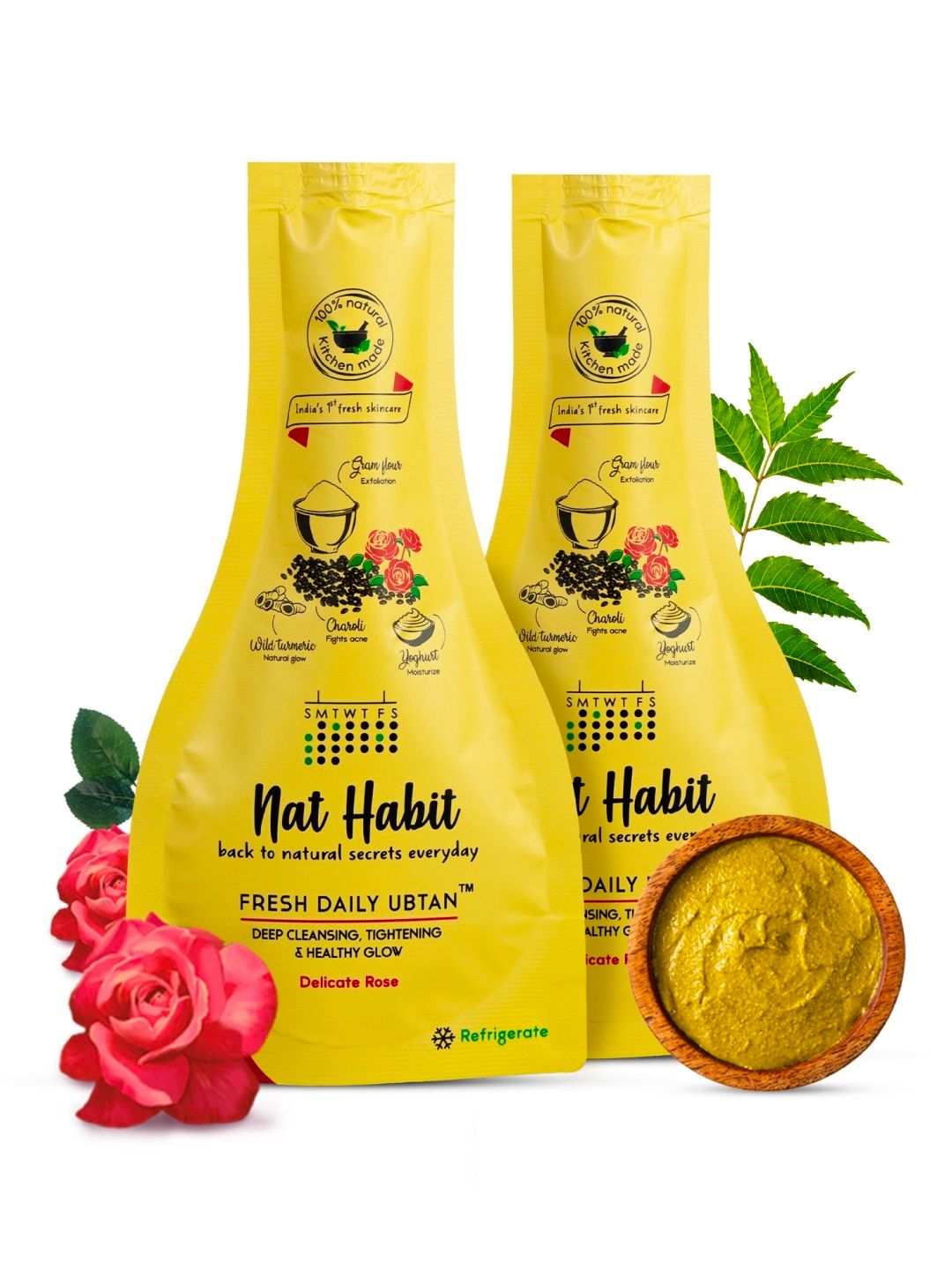 Nat Habit Set of 2 Delicate Rose Fresh Daily Ubtan 40 g (Each)-picture-41