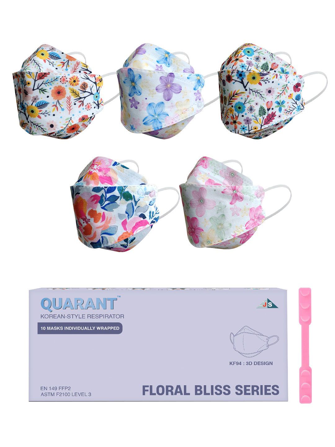 QUARANT Pack of 10 Floral Print 4-Ply Designer KF94 Face Masks-image-19