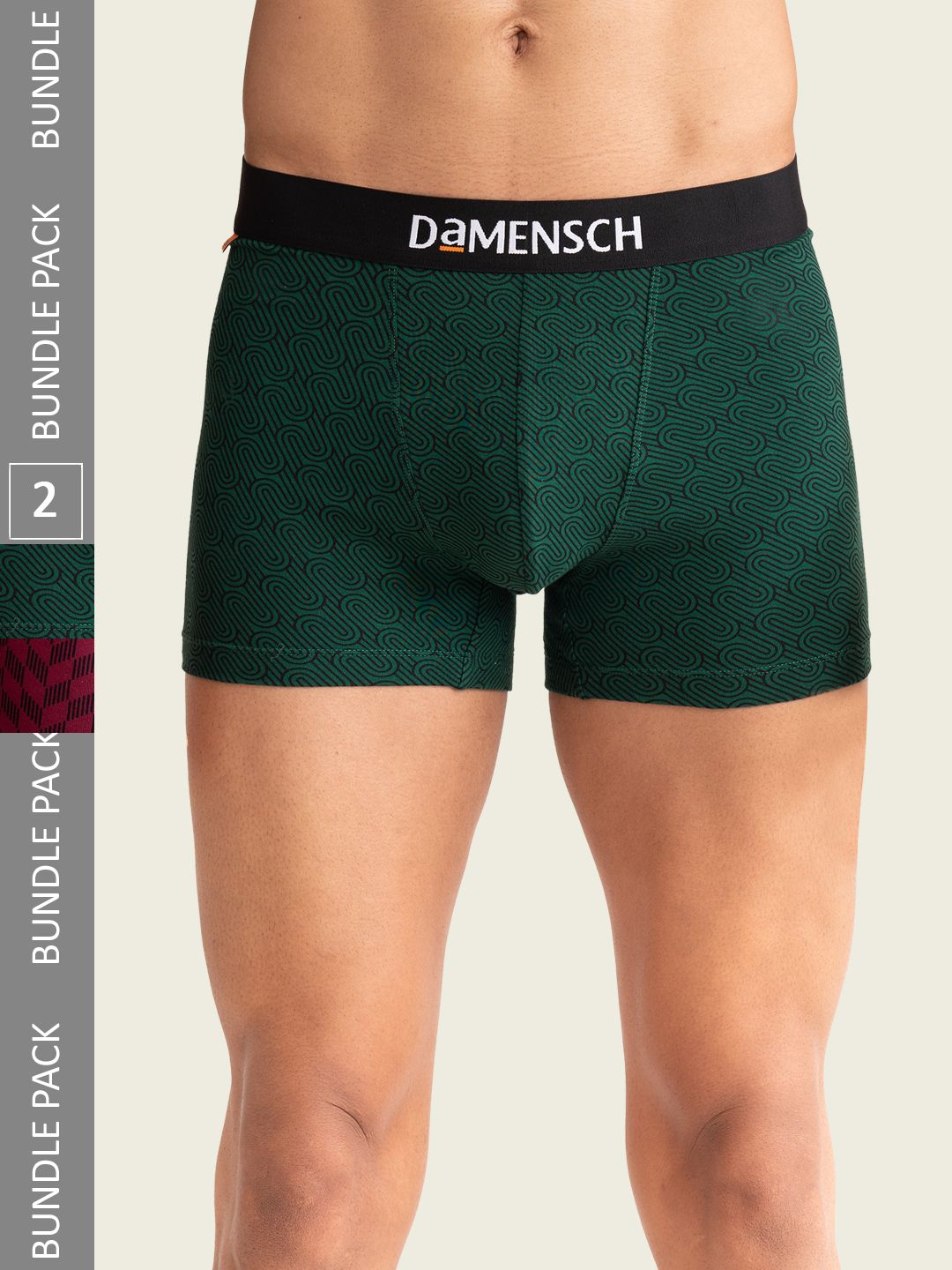 DAMENSCH Men Pack Of 2 Deo-Cotton Anti-Bacterial Moisture-Free Trunks-image-11