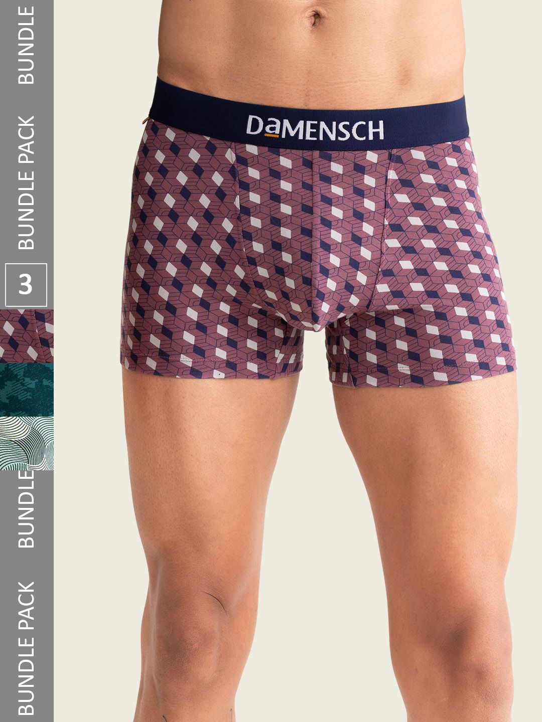 DaMENSCH Pack of 3 Deo-Cotton Printed Anti-Bacterial Cotton Trunks DAM-CTPT-T-ERR-TUU-AEG-picture-28