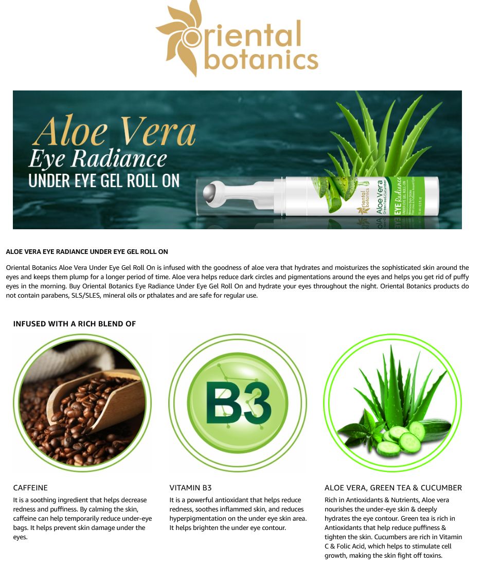 Buy Oriental Botanics Unisex Aloe Vera Green Tea & Cucumber Under Eye Gel  Roll-On15ml - Under Eye Creams and Serums for Unisex 11800686 | Myntra