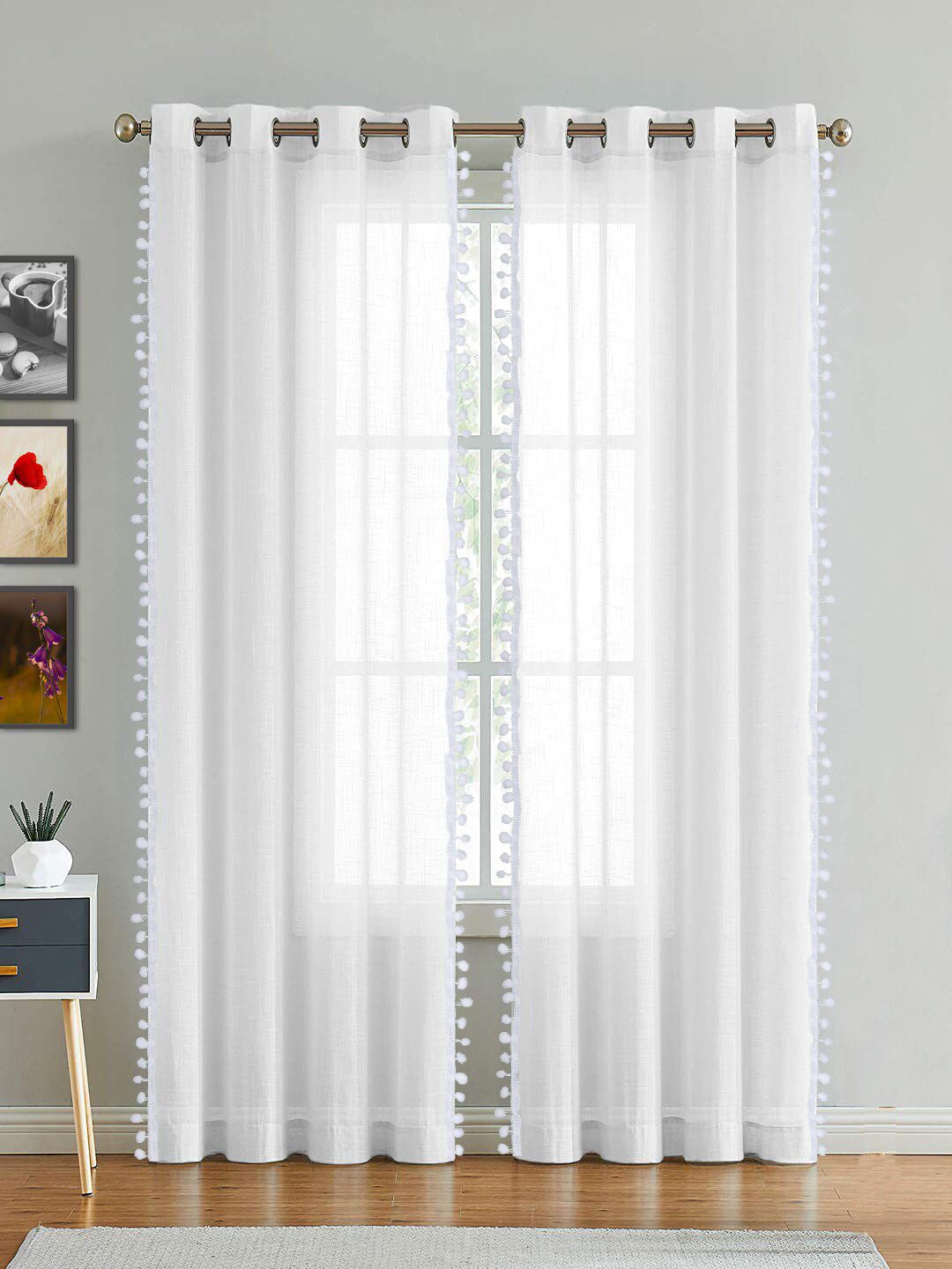 HOMEMONDE White Sheer Door Curtain-picture-2