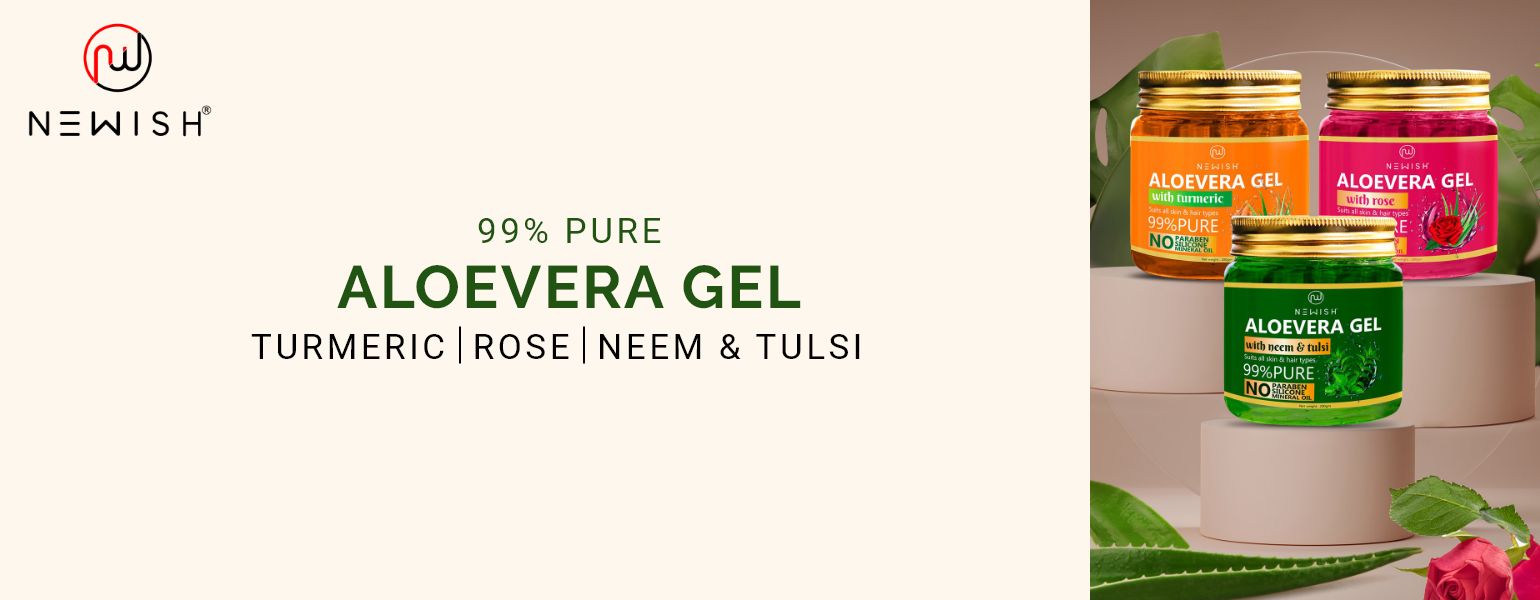 Buy NEWISH Set of 3 Pure Aloe Vera Gel With Rose, Turmeric & Neem
