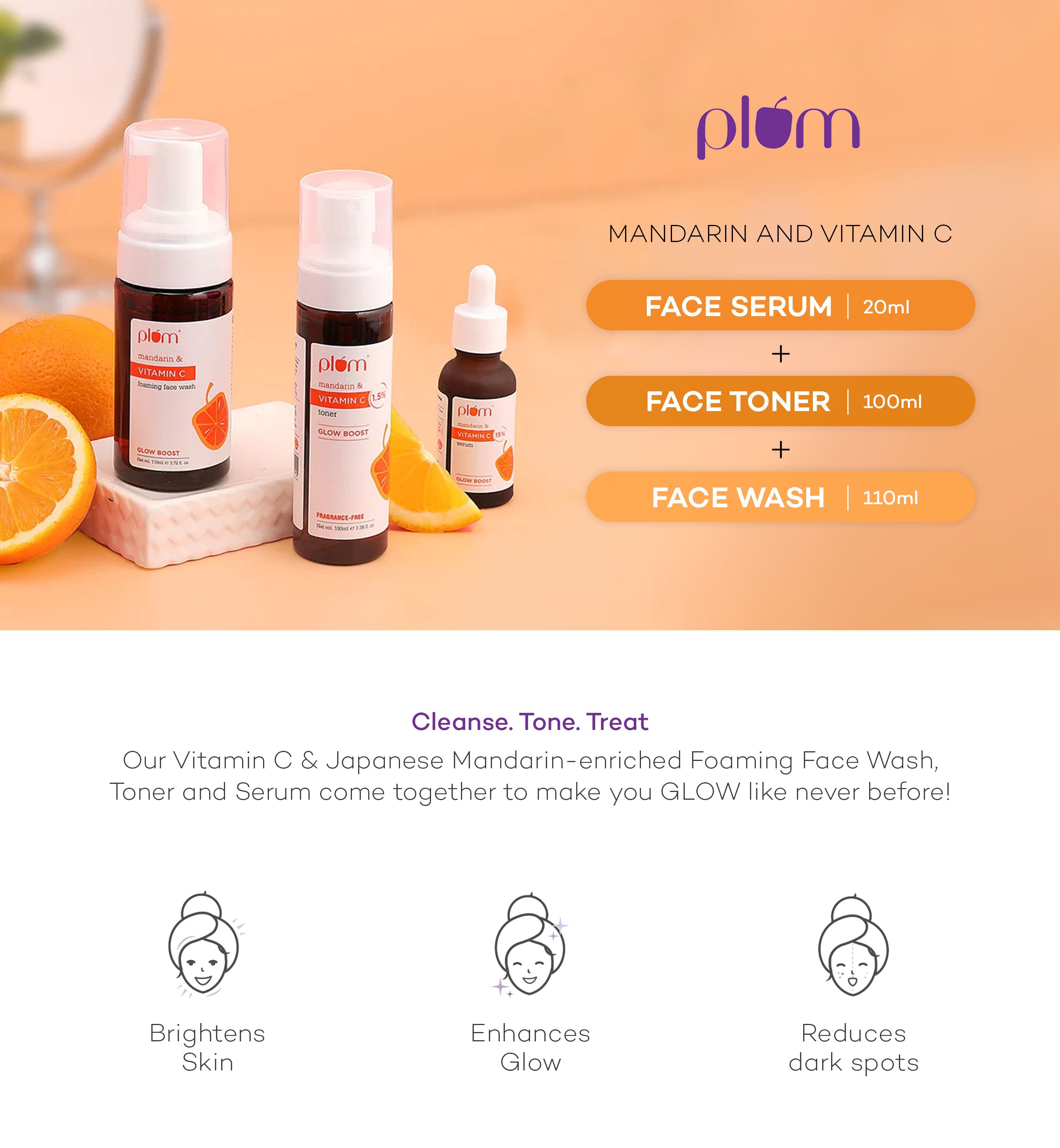 Buy Plum Set of Mandarin Face Serum - Vitamin C Toner - Glow Boost