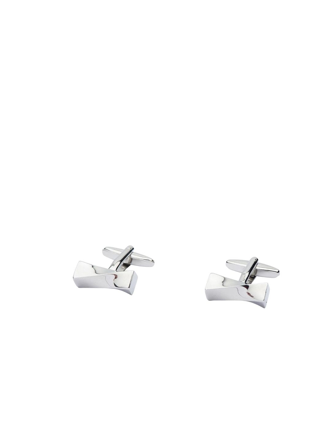 The Tie Hub Men Silver-Toned Geometric Cufflink-picture-16