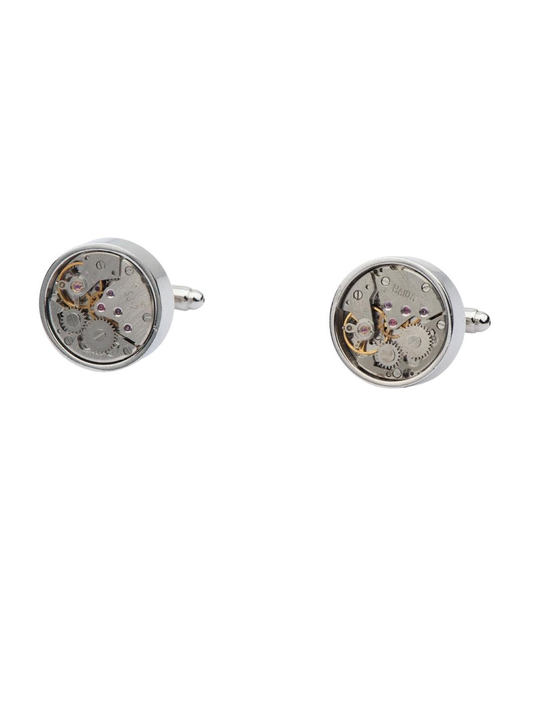 The Tie Hub Men Silver-Toned & Gold-Toned Geometric Cufflink-image-19