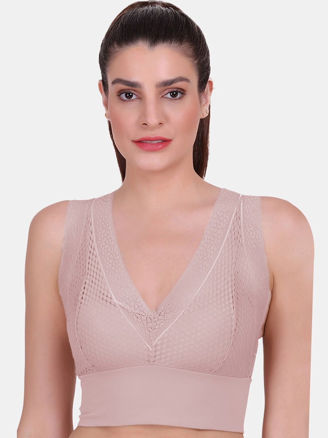 Amour Secret Peach-Coloured Bralette Bra Lightly Padded