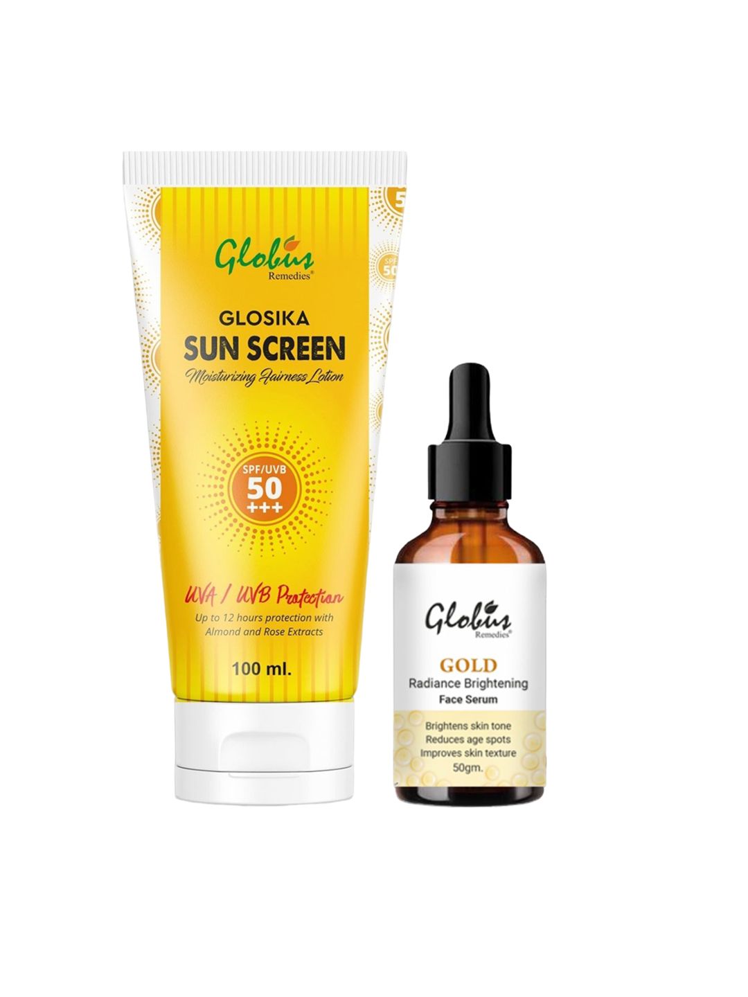 Globus naturals Glosika Sunscreen Lotion SPF 50++ 100 ml & Gold Face Serum 50 ml-image-28