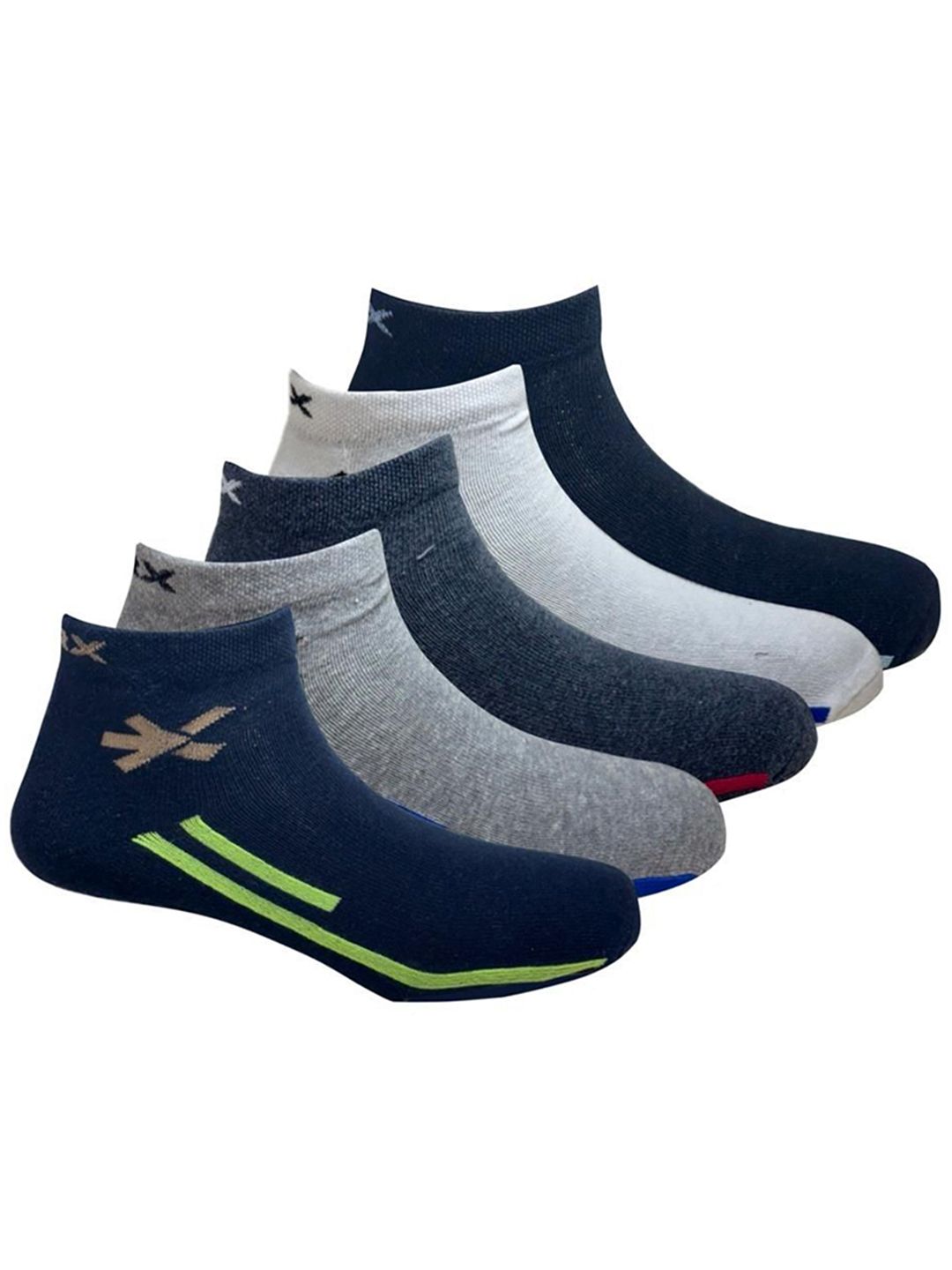 HRX by Hrithik Roshan Pack Of 5 Printed Ankle-Length Socks-image-10