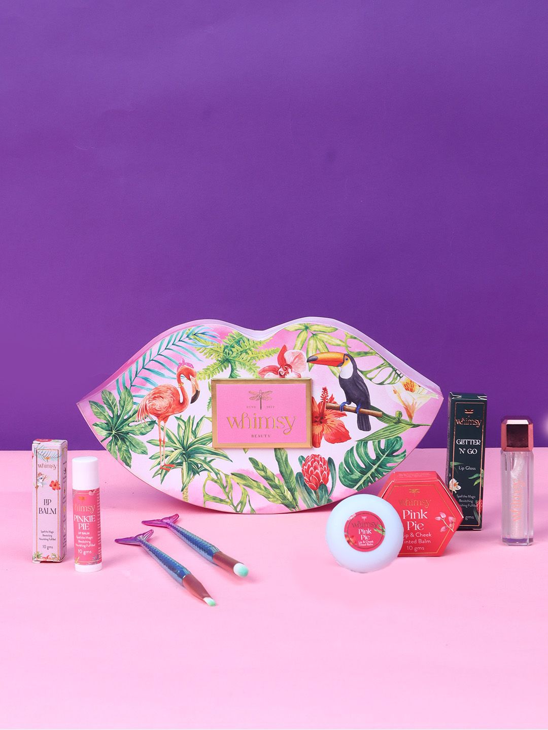 Whimsy Beauty Set Of 8 Lip Balm, Lip & Cheek Tinted Balm, Lip Gloss, Hair Band & Brushes-picture-15