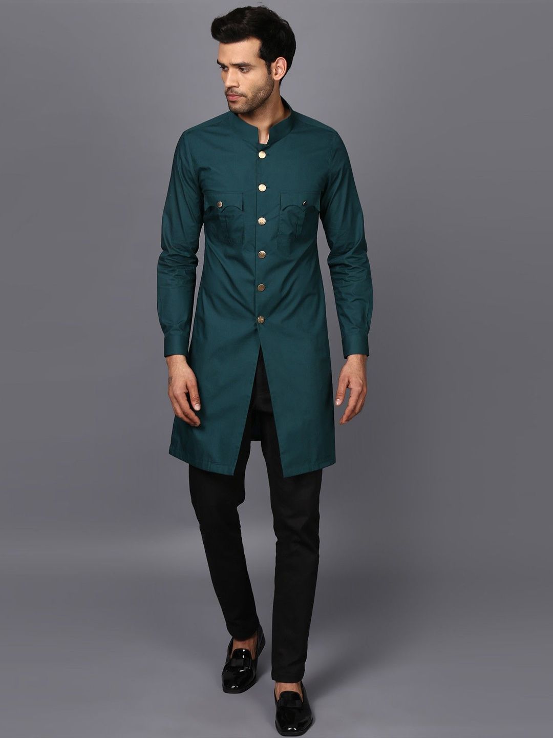 SEVENDC Mandarin Collar Pure Cotton Straight Kurta-picture-46