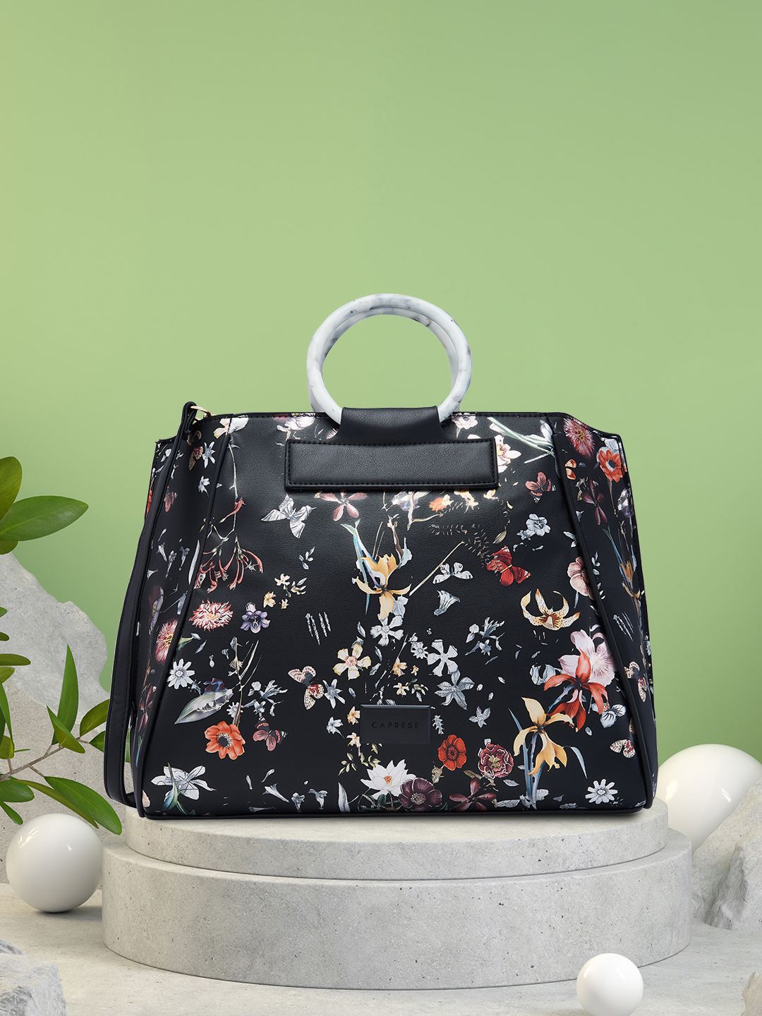 Caprese Floral Printed PU Structured Handheld Bag with Quilted-picture-31