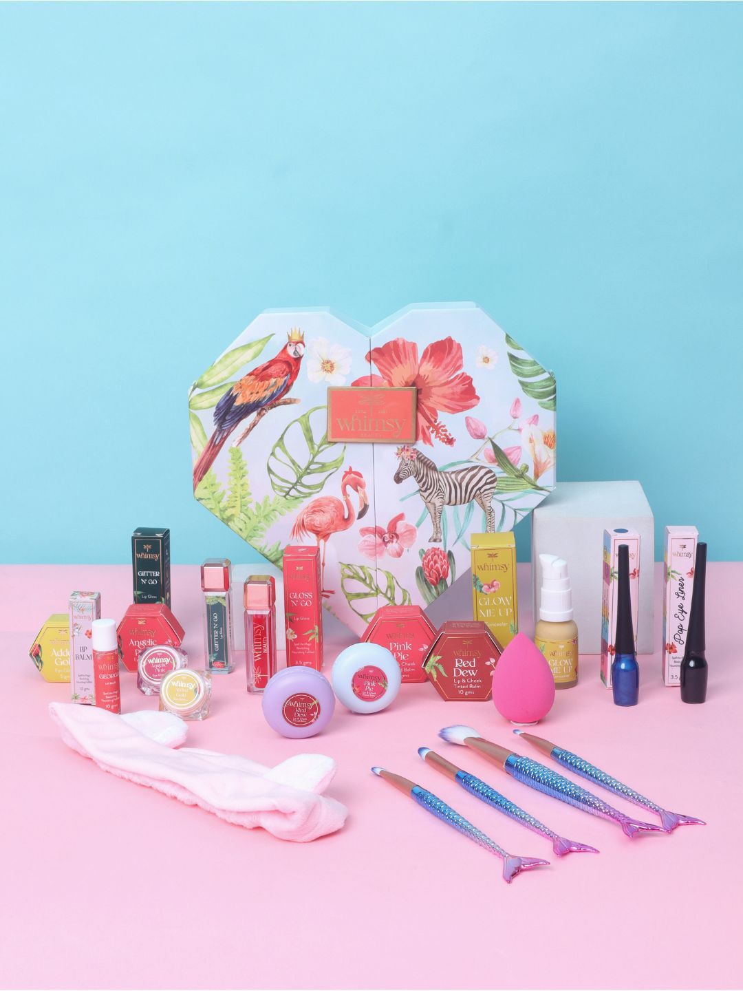 Whimsy Beauty Set Of 14 Eye Glitter,Tinted Balm, Lip Balm, Concealer, Eyeliner, Lip Gloss