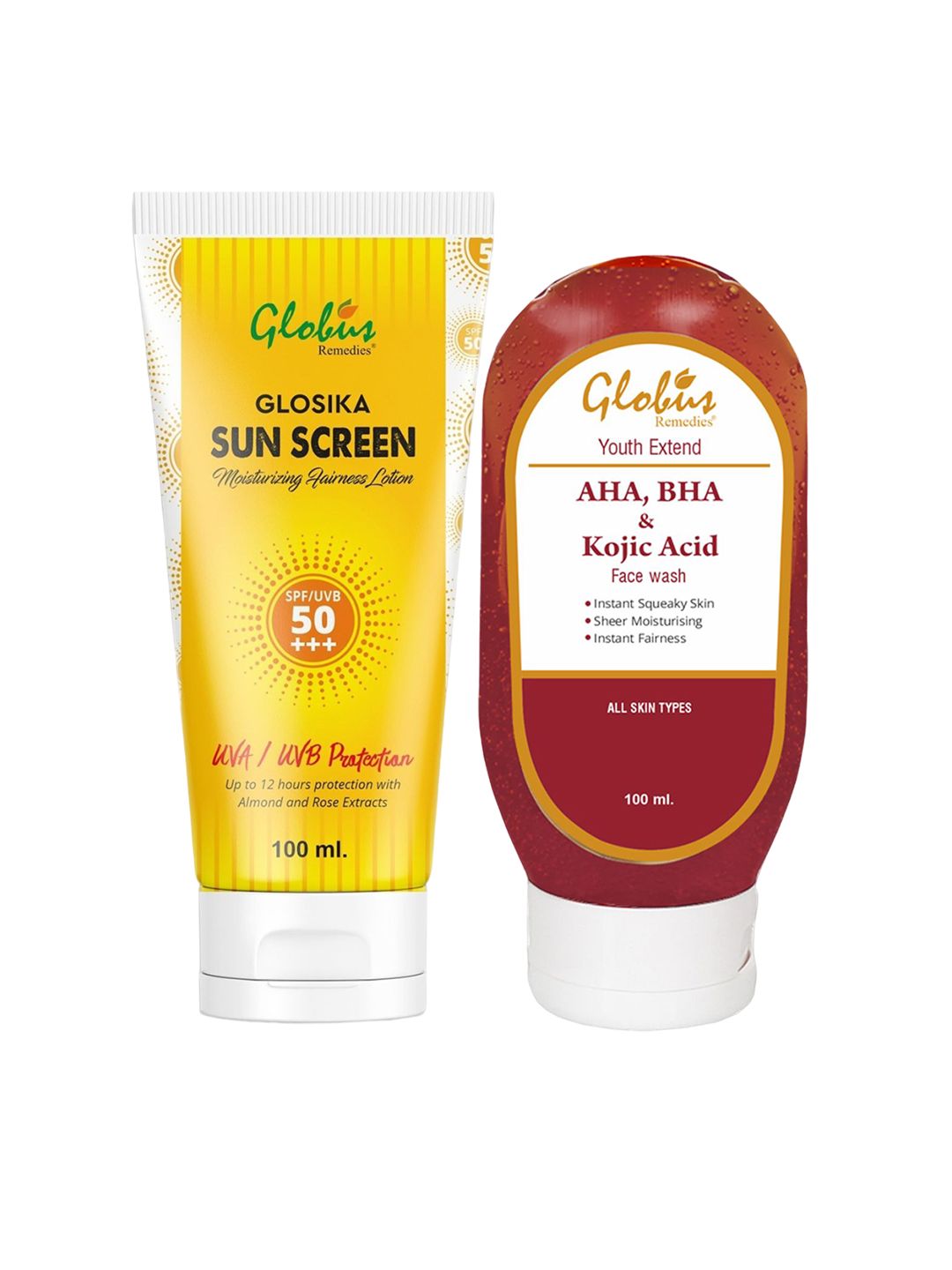 Globus naturals Summer Sizzle Glosika Sunscreen Lotion SPF 50++ & AHA BHA Face Wash-100ml-image-40