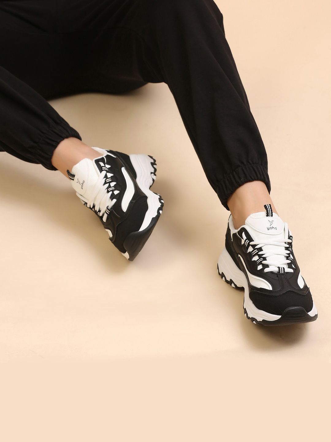 yoho Women Colourblocked PU Round Toe Lace-Ups Sneakers-picture-17