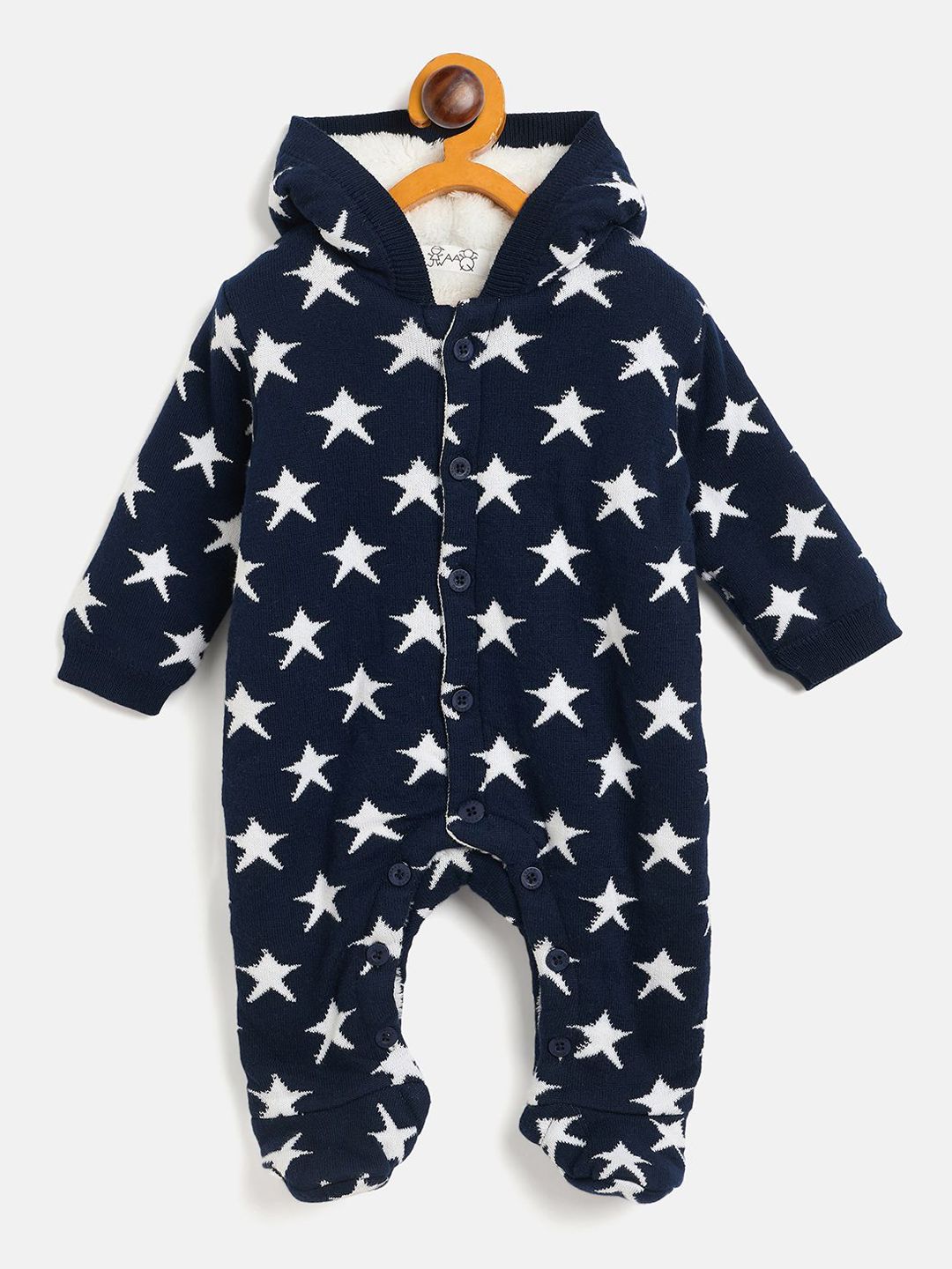 JWAAQ Infants Printed Winter Romper With Fur Lined-picture-24