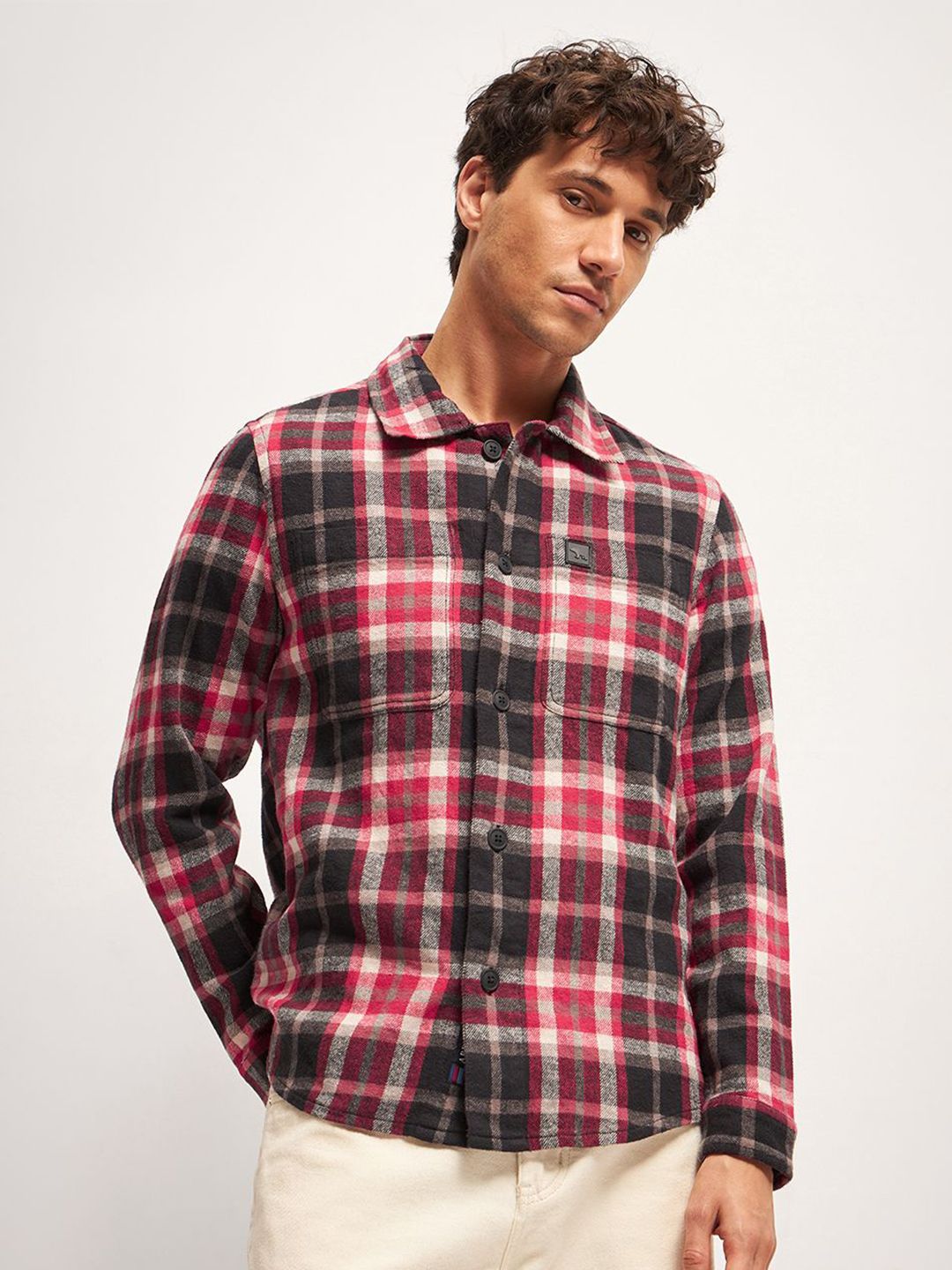 THE BEAR HOUSE Men Tartan Checks Regular Fit Casual Overshirt-image-4