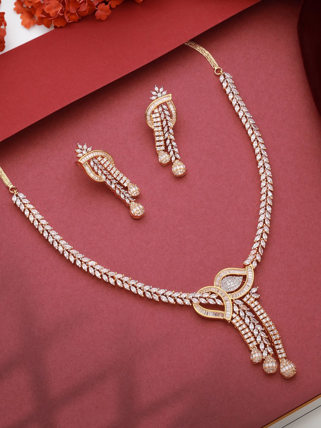 Saraf RS Jewellery Gold-Plated American Dimond Studded Jewellery Set-picture-32