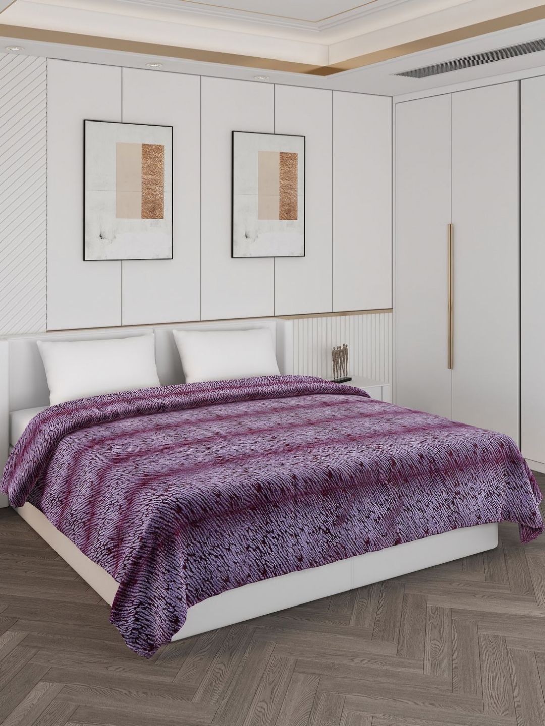 Monte Carlo Purple & Grey Heavy Winter Double Bed Blanket-image-43