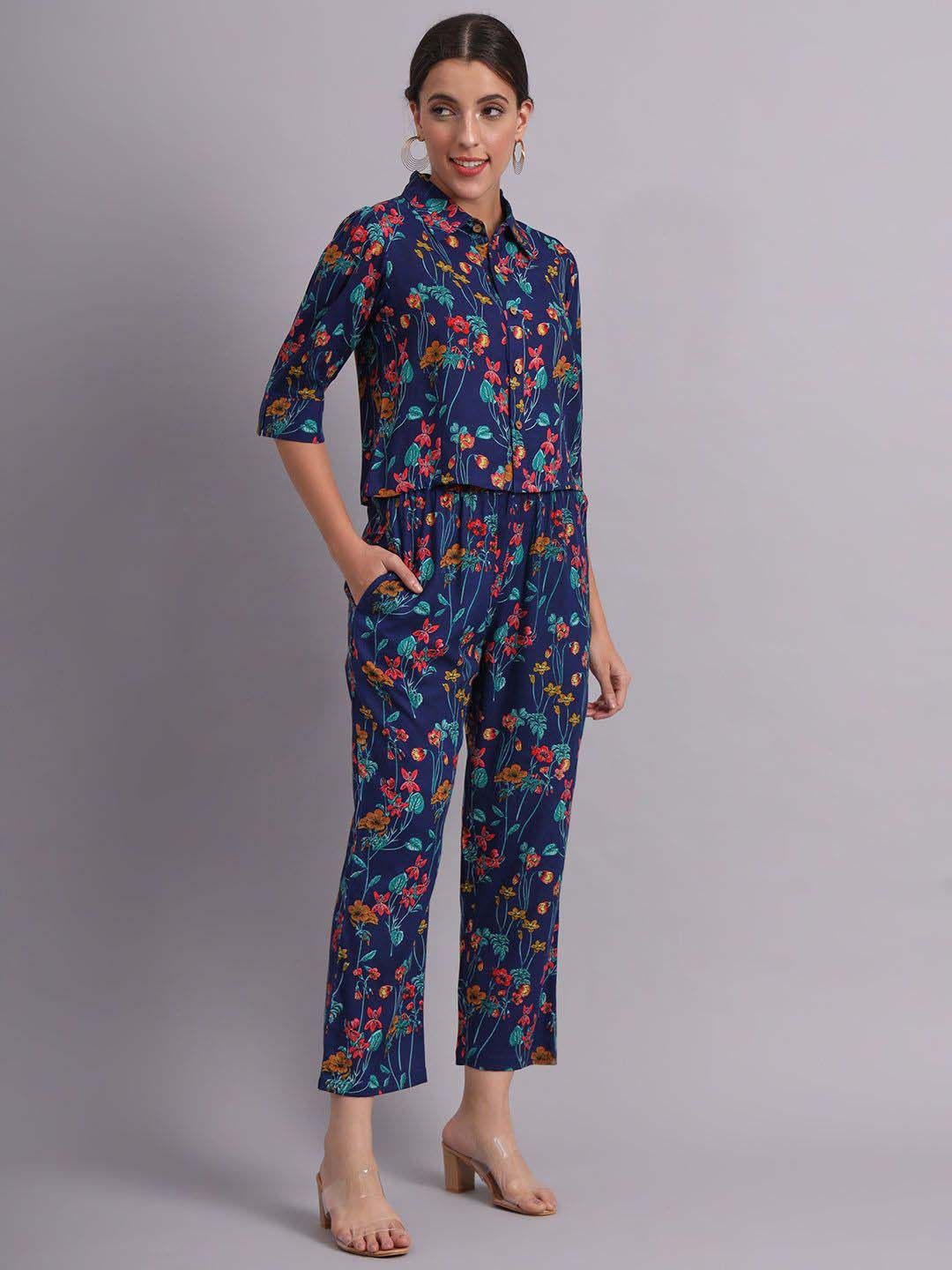 KALINI Floral Printed Shirt Collar Shirt With Trousers Co-Ords-picture-11